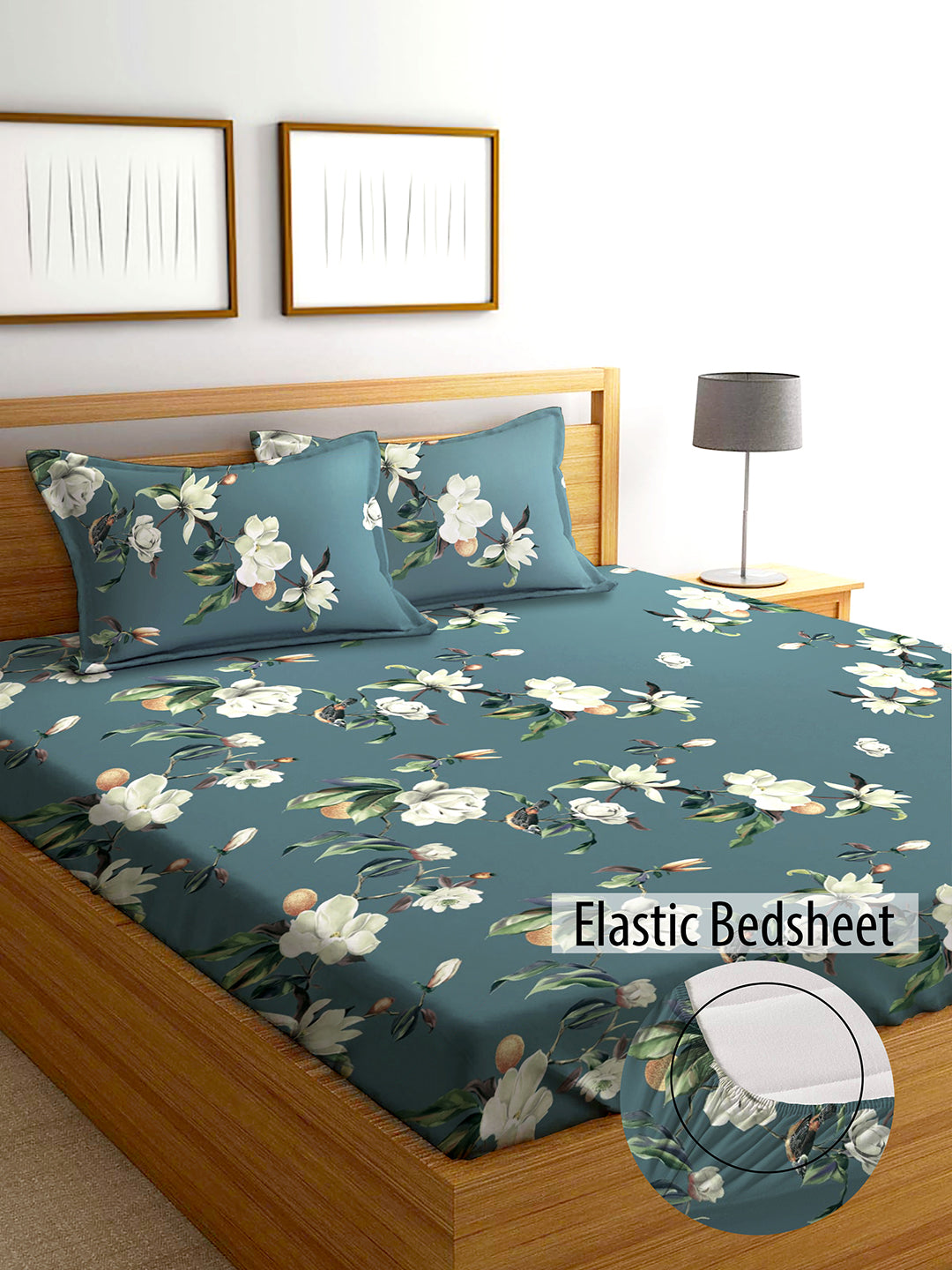 Glace Cotton Abstract Flat Single Bedsheet with 1 Pillow Cover