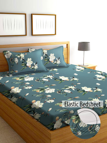 Glace Cotton Abstract Flat Single Bedsheet with 1 Pillow Cover
