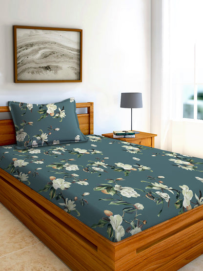Glace Cotton Abstract Flat Double Bedsheet with 2 Pillow Covers