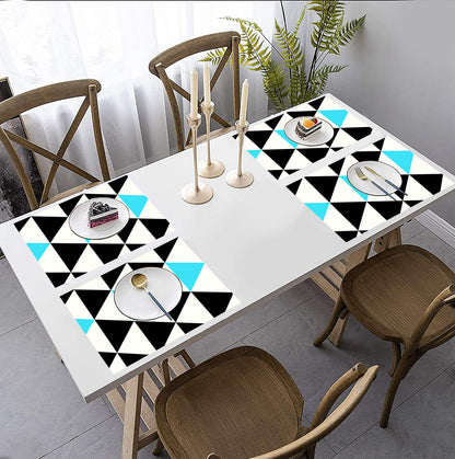 Black and Aqua Geometric HD Printed 4 Pcs Table Place Mat