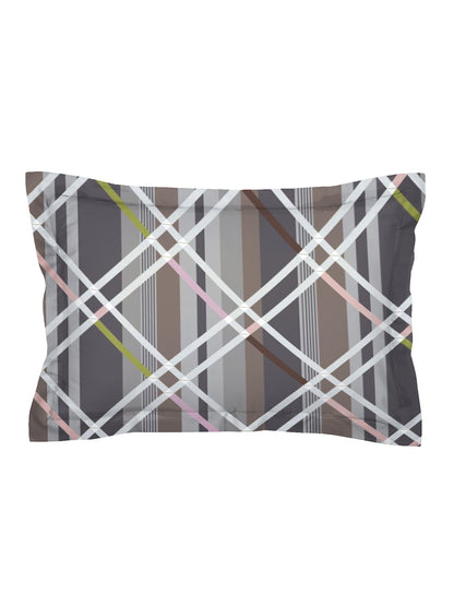 Glace Cotton Abstract Flat Fitted Bedsheet with 2 Pillow Covers