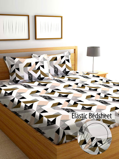Glace Cotton Abstract Flat Single Bedsheet with 1 Pillow Cover