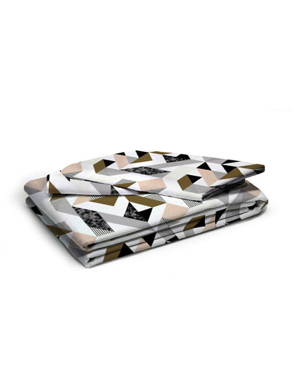 Glace Cotton Abstract Flat Double Bedsheet with 2 Pillow Covers
