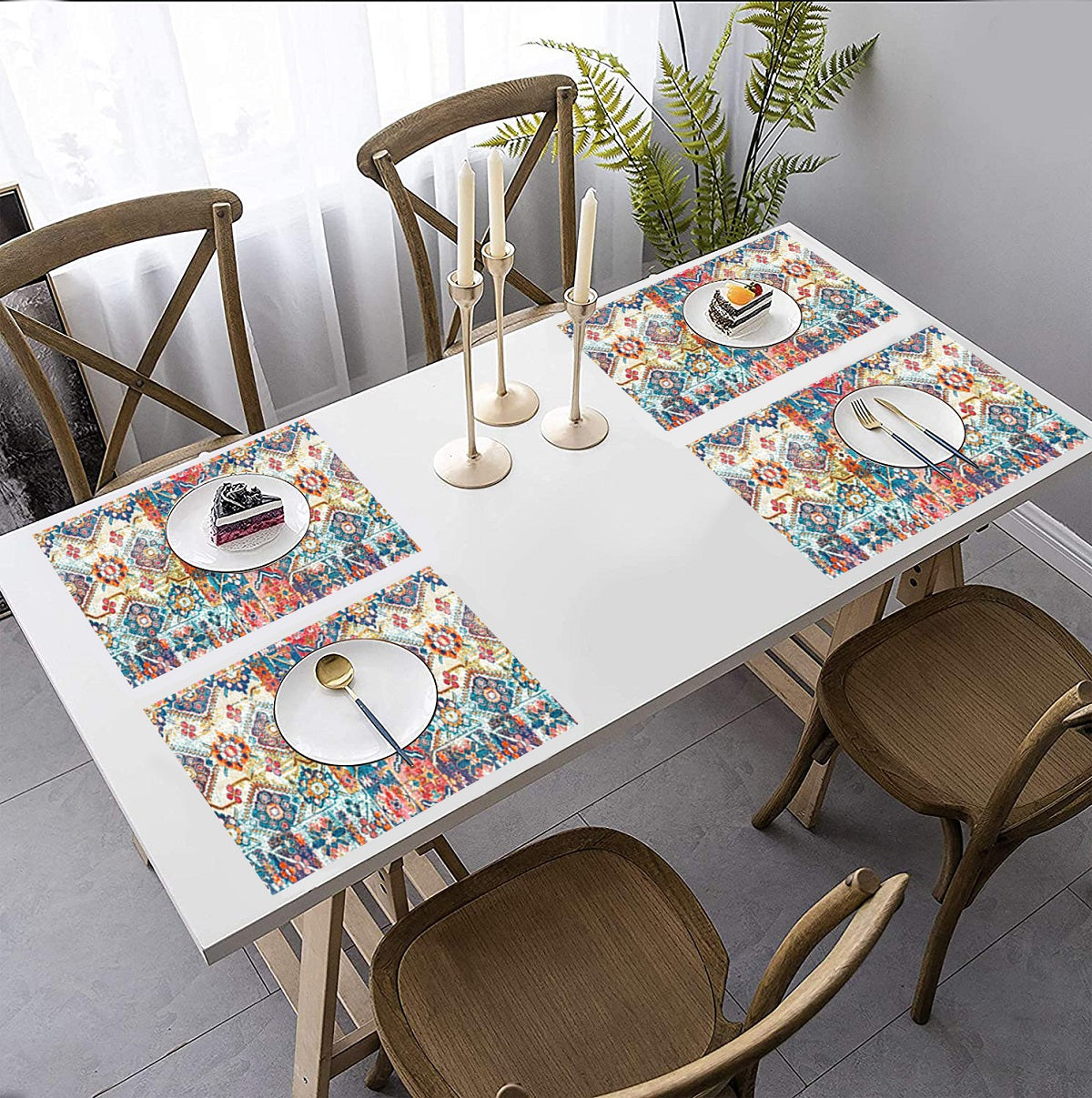 Multicolor Abstract HD Printed 4 Pcs Table Place Mat