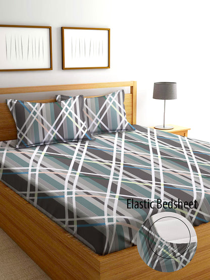 Glace Cotton Abstract Flat Single Bedsheet with 1 Pillow Cover