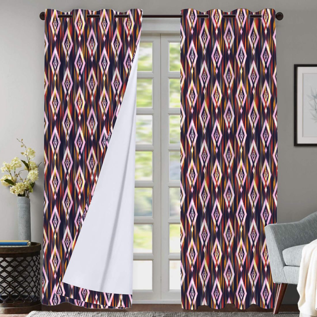 Polyester Digital Printed Grommet Room Darkening Curtains