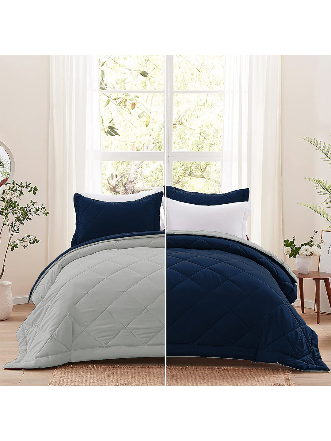 AEROHAVEN 220 GSM Microfiber All-Weather Solid Colour Bed Reversible Comforter AC Quilt Blanket