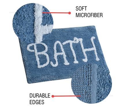 Premium Microfiber Modern Anti Slip Bathmat, Aqua