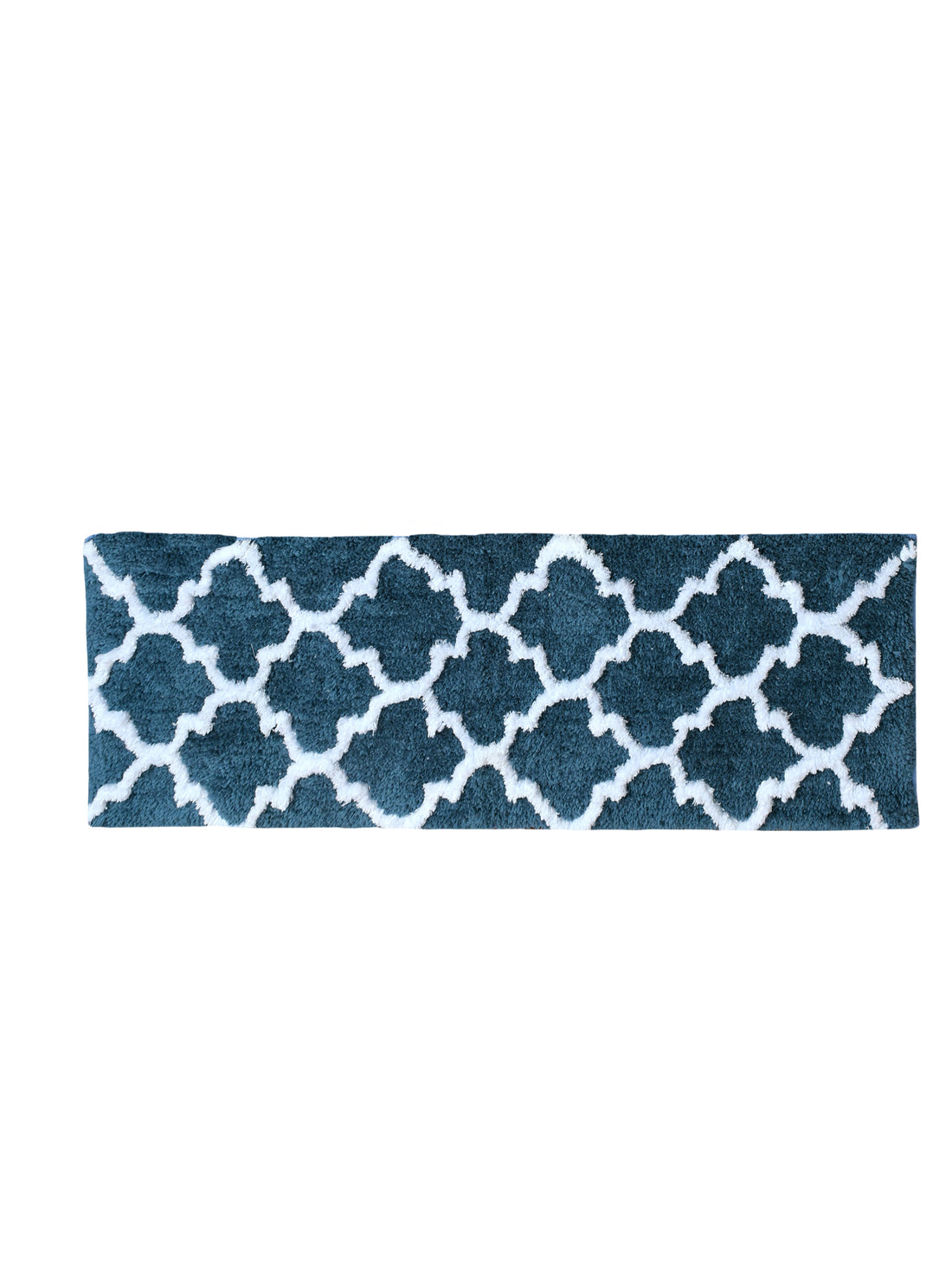 Soft Microfiber Abstract Moroccan Designer Anti Slip Runner, Teal