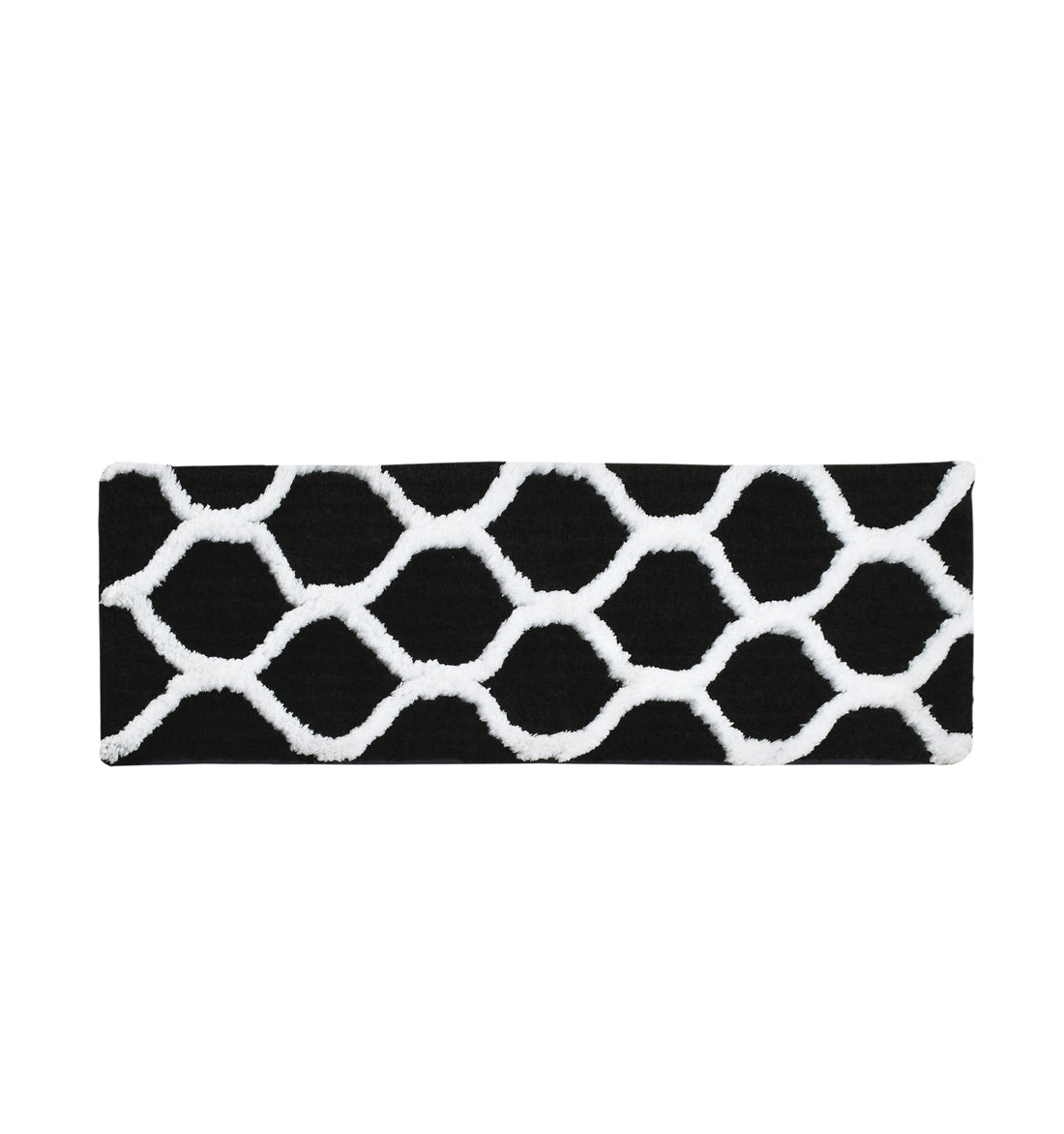 Soft Microfiber Abstract Swish Designer Anti Slip Runner, Black
