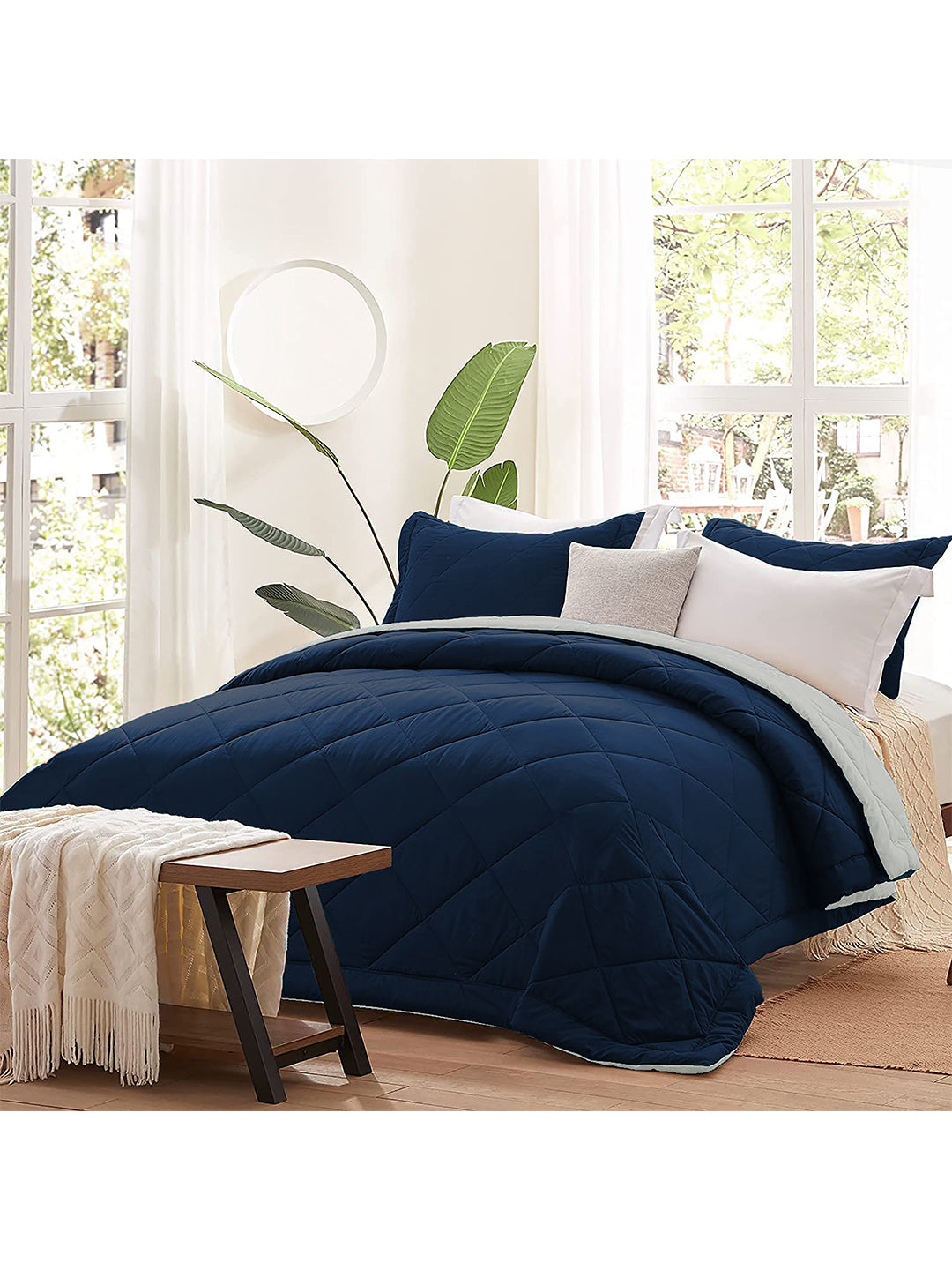 AEROHAVEN 220 GSM Microfiber All-Weather Solid Colour Bed Reversible Comforter AC Quilt Blanket