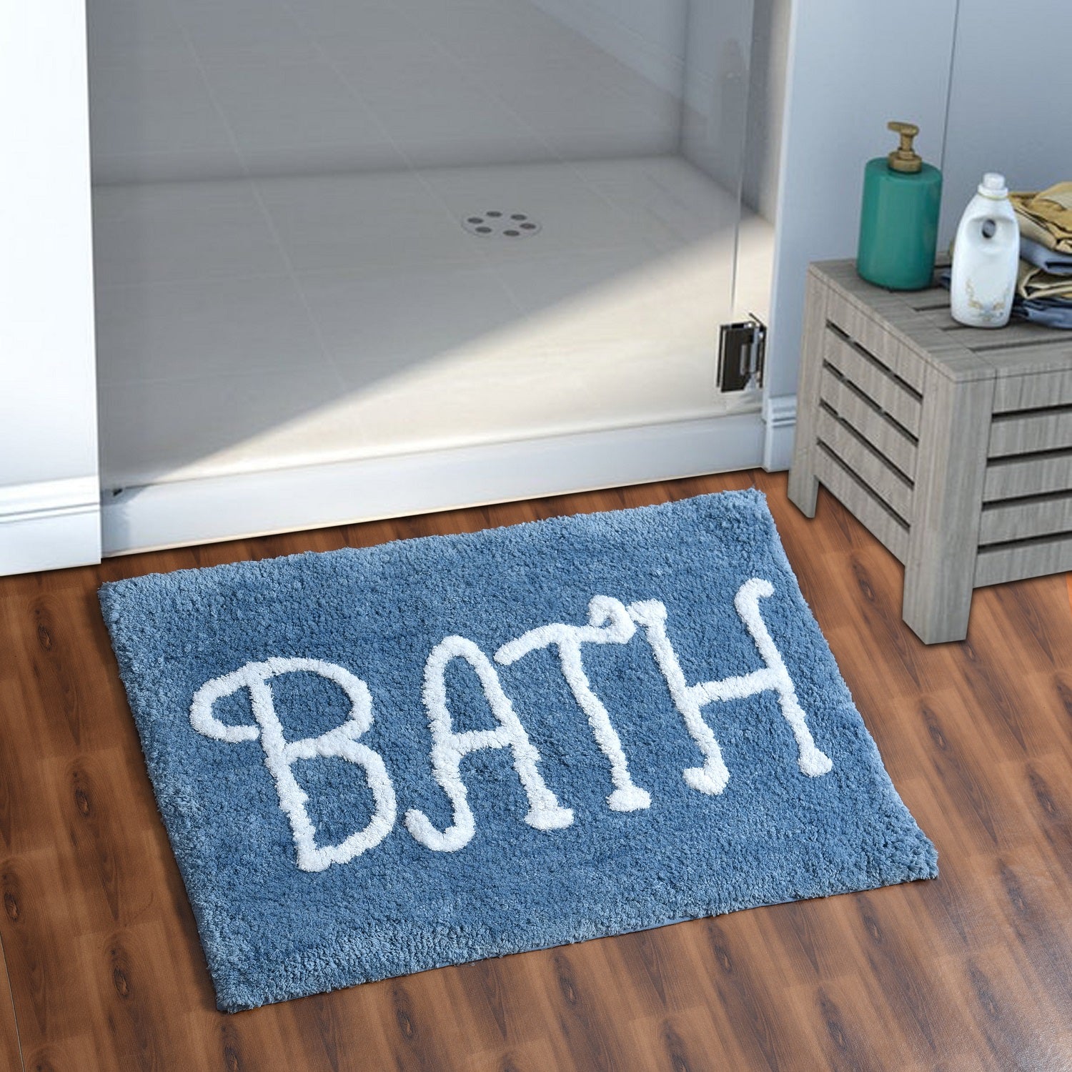 Premium Microfiber Modern Anti Slip Bathmat, Aqua