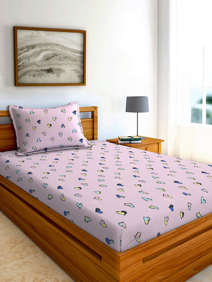 Glace Cotton Abstract Flat Double Bedsheet with 2 Pillow Covers