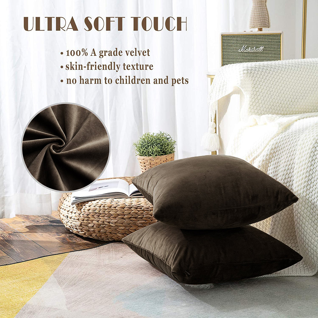 Premium Velvet Reversible Decorative Throw Pillow/Cushion Covers