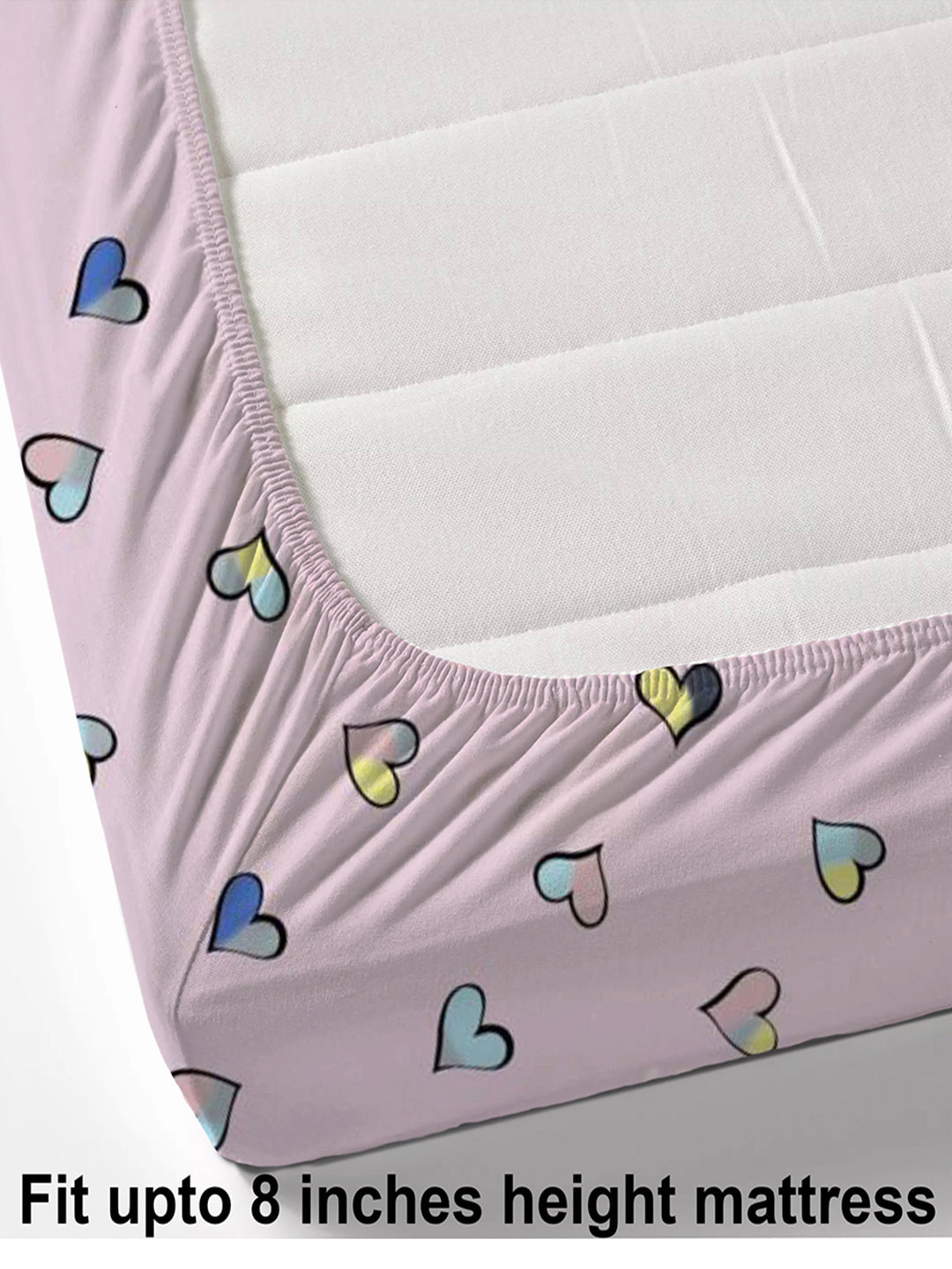 Glace Cotton Abstract Flat Fitted Bedsheet with 2 Pillow Covers