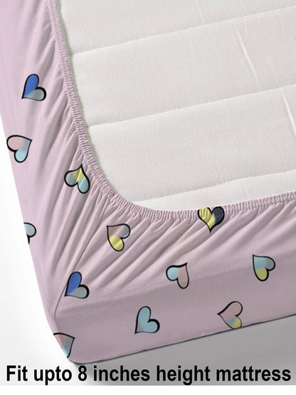 Glace Cotton Abstract Flat Fitted Bedsheet with 2 Pillow Covers