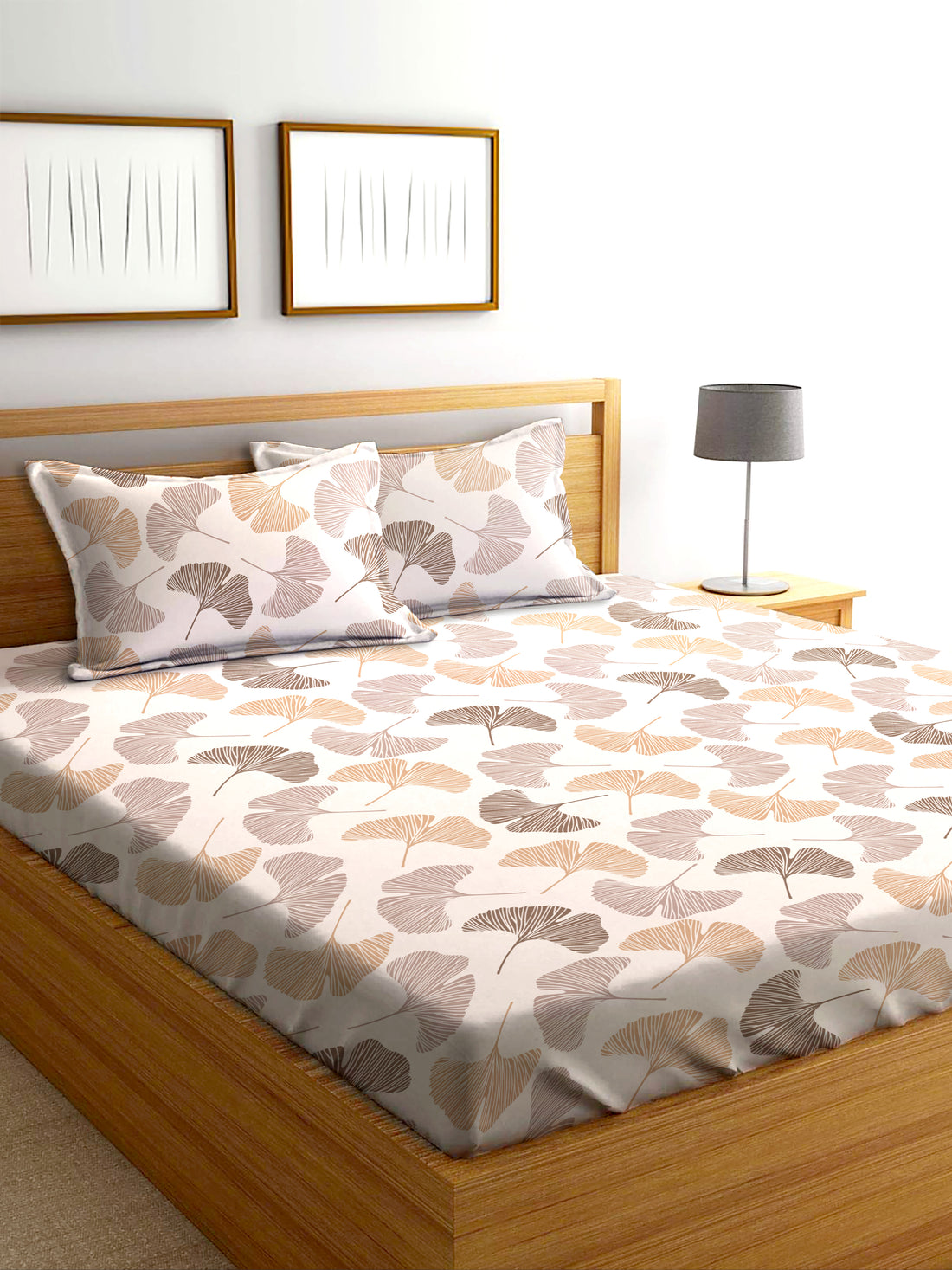 Glace Cotton Abstract Flat Double Bedsheet with 2 Pillow Covers