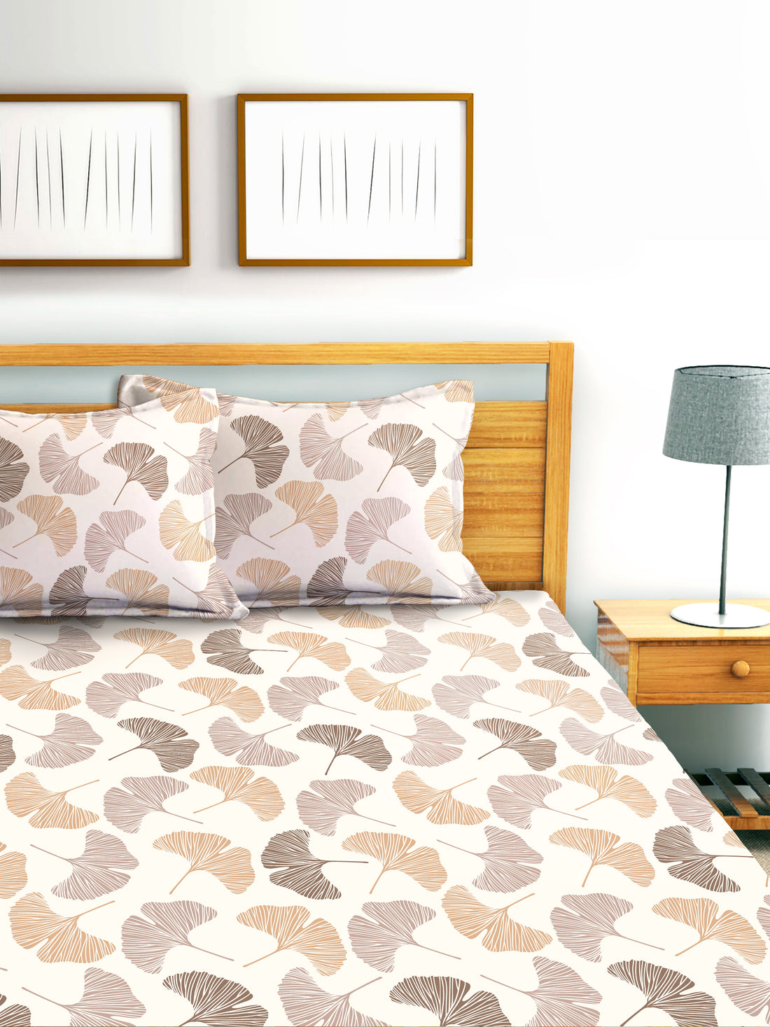 Glace Cotton Abstract Flat Double Bedsheet with 2 Pillow Covers