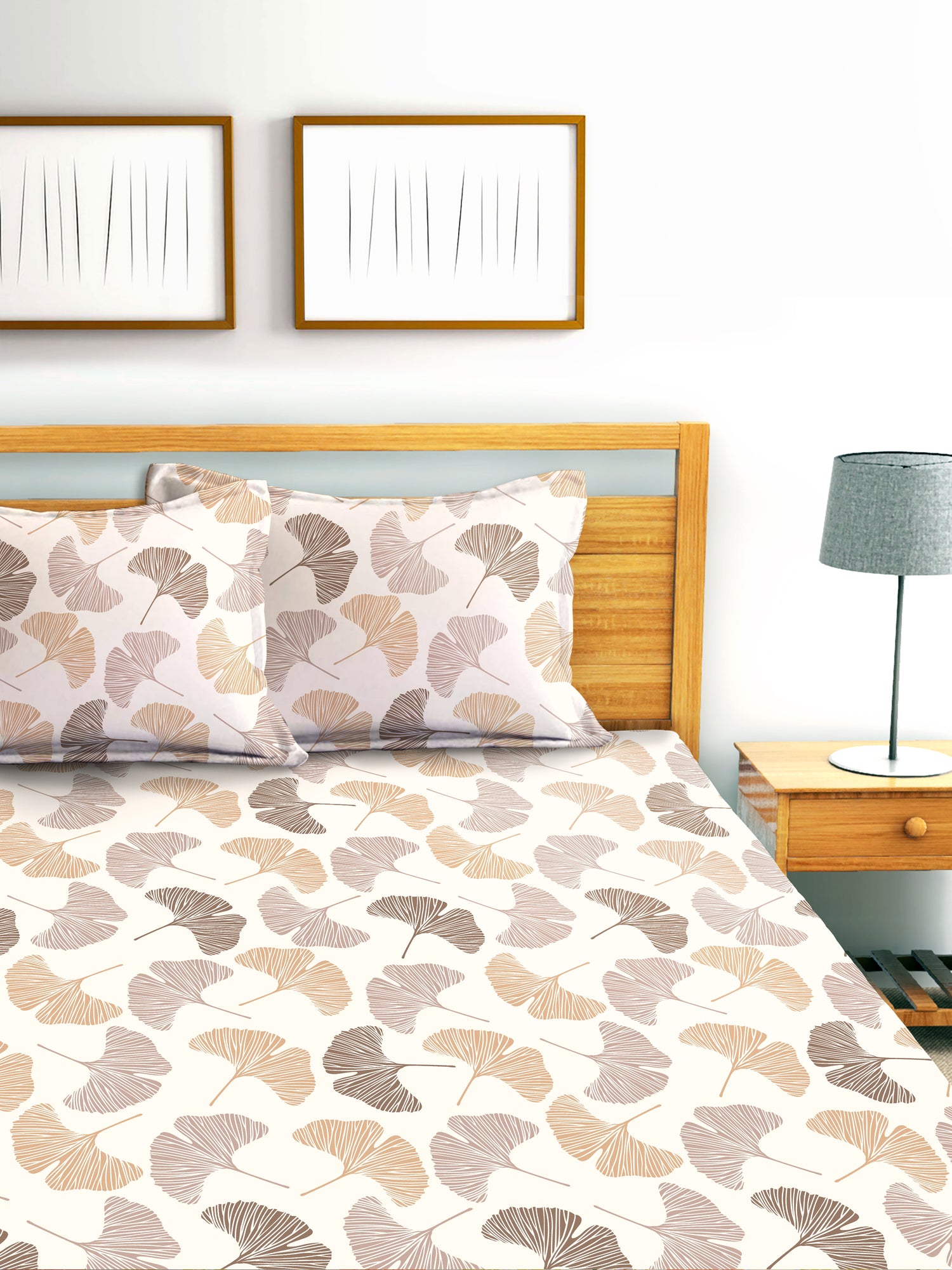 Glace Cotton Abstract Flat Double Bedsheet with 2 Pillow Covers
