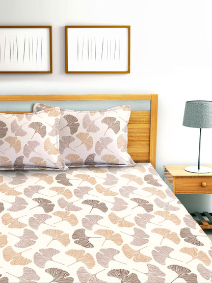 Glace Cotton Abstract Flat Double Bedsheet with 2 Pillow Covers