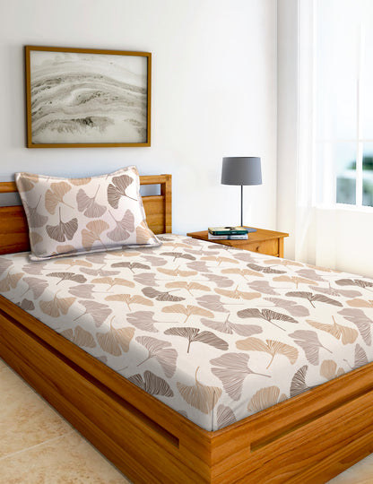 Glace Cotton Abstract Flat Single Bedsheet with 1 Pillow Cover