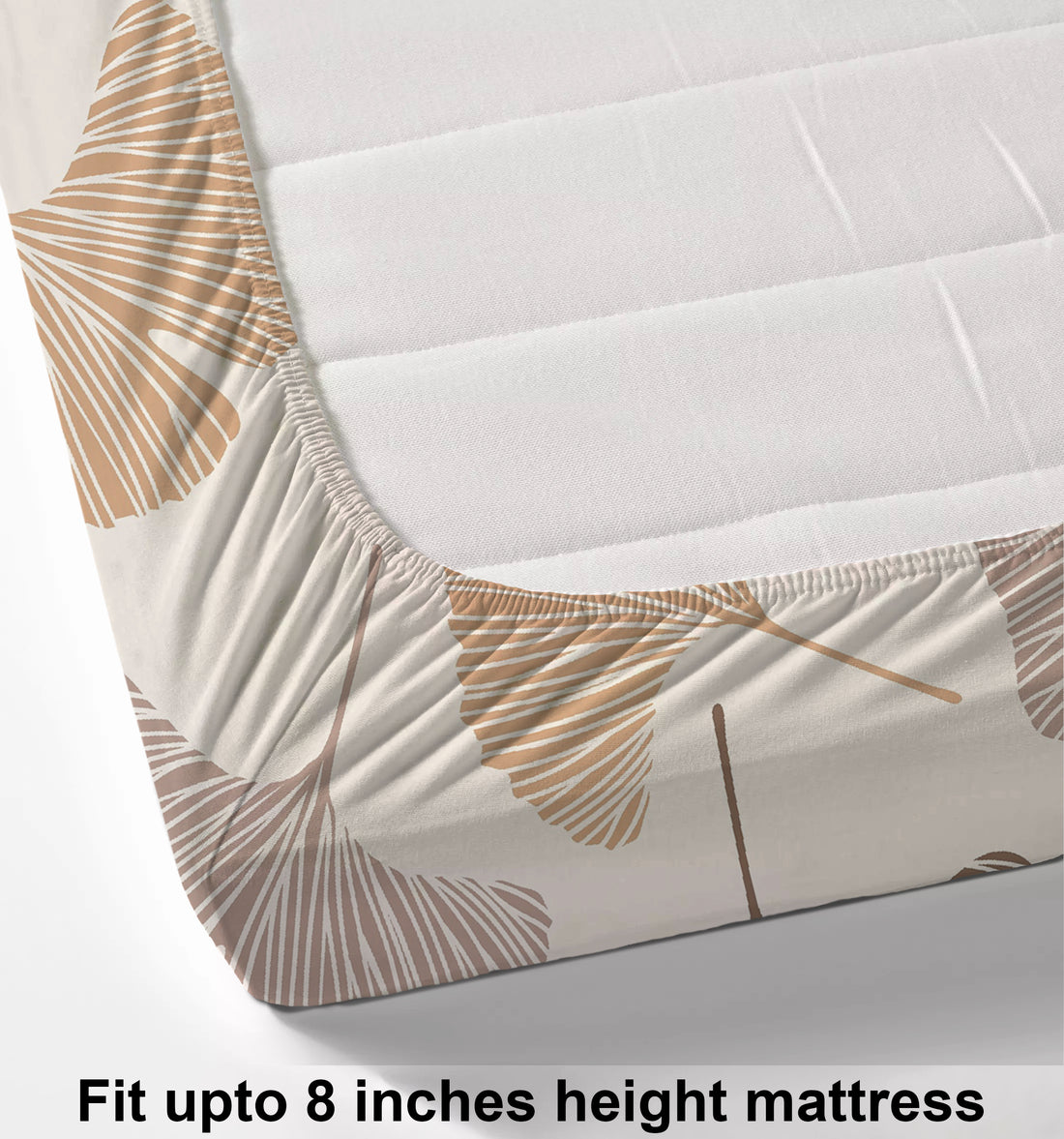 Glace Cotton Abstract Flat Fitted Bedsheet with 2 Pillow Covers