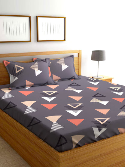 Glace Cotton Abstract Flat Single Bedsheet with 1 Pillow Cover