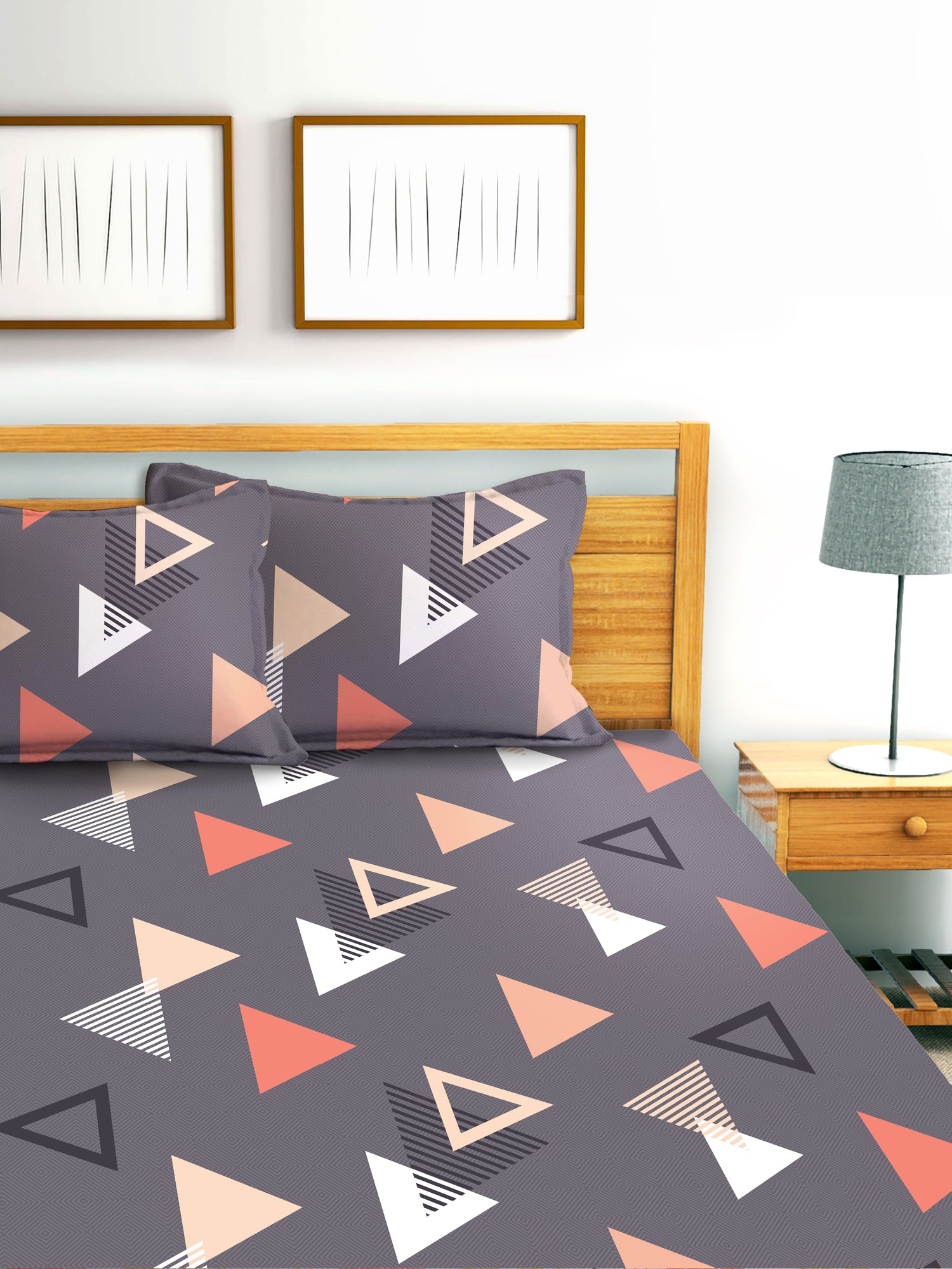 Glace Cotton Abstract Flat Single Bedsheet with 1 Pillow Cover
