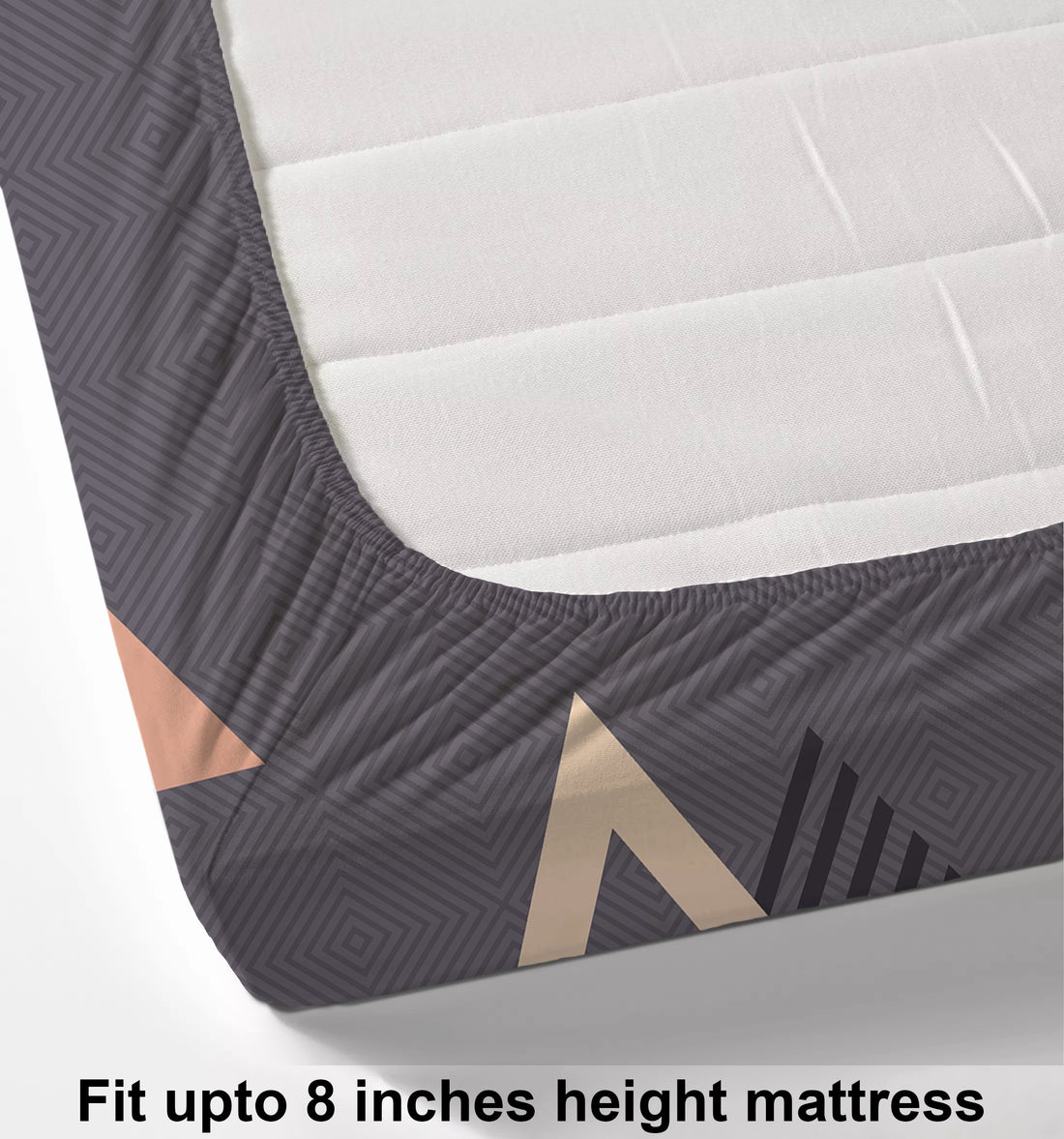 Glace Cotton Abstract Flat Fitted Bedsheet with 2 Pillow Covers