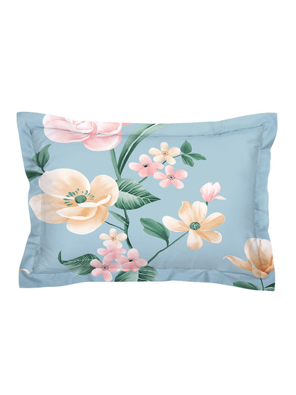 Glace Cotton Abstract Flat Fitted Bedsheet with 2 Pillow Covers