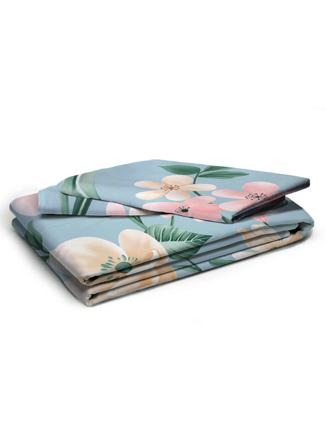 Glace Cotton Abstract Flat Fitted Bedsheet with 2 Pillow Covers