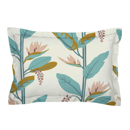 Glace Cotton Abstract Flat Fitted Bedsheet with 2 Pillow Covers