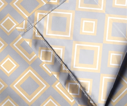 Glace Cotton Abstract Flat Fitted Bedsheet with 2 Pillow Covers