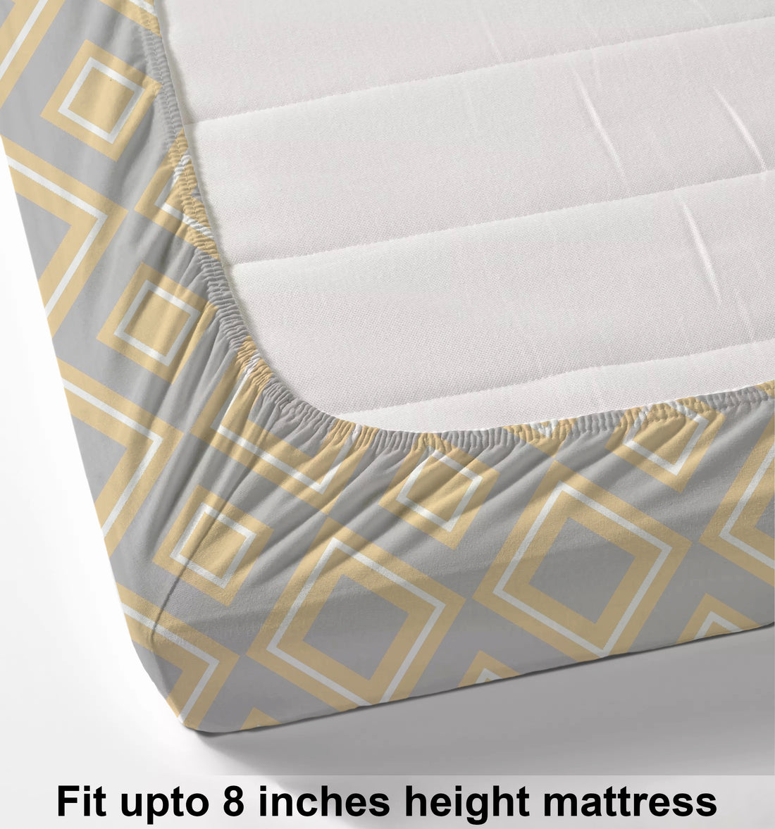Glace Cotton Abstract Flat Fitted Bedsheet with 2 Pillow Covers