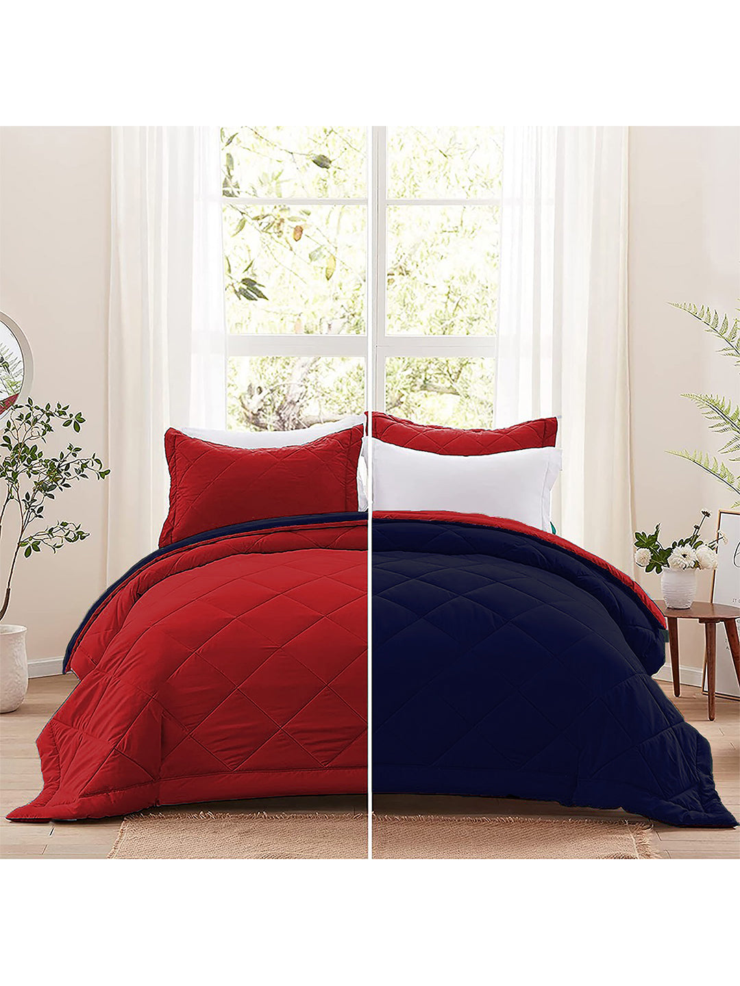AEROHAVEN 220 GSM Microfiber All-Weather Solid Colour Bed Reversible Comforter AC Quilt Blanket