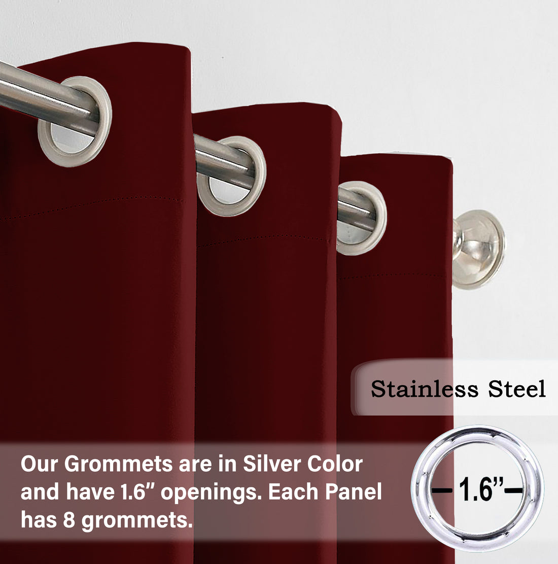 Set of 2 Blackout Solid Polyster Grommet Curtains