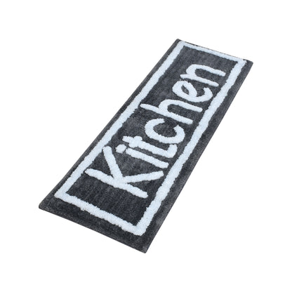 Soft Microfiber Kitchen Designer Anti Slip Runner, Grey
