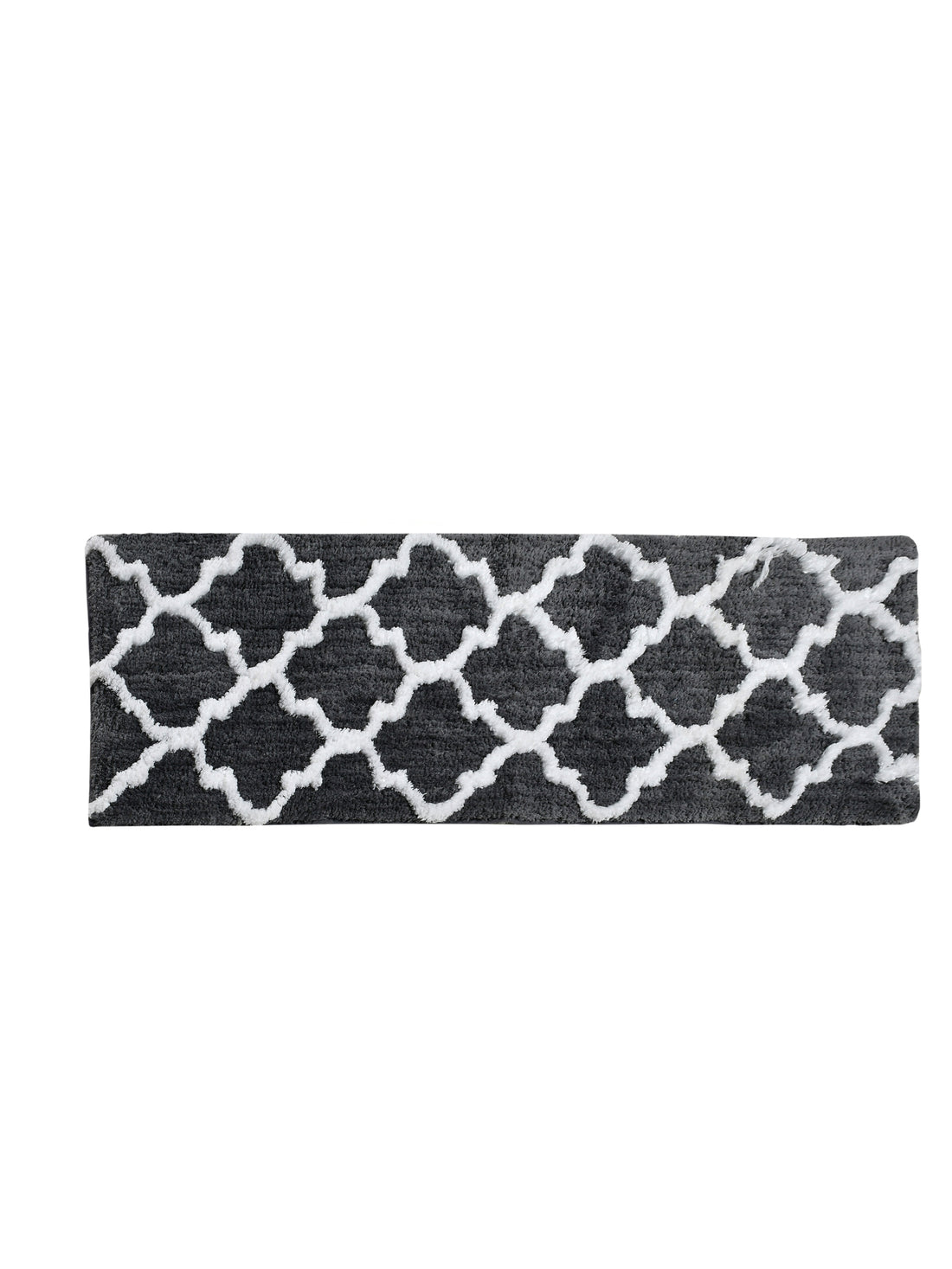 Soft Microfiber Abstract Moroccan Designer Anti Slip Runner, Grey