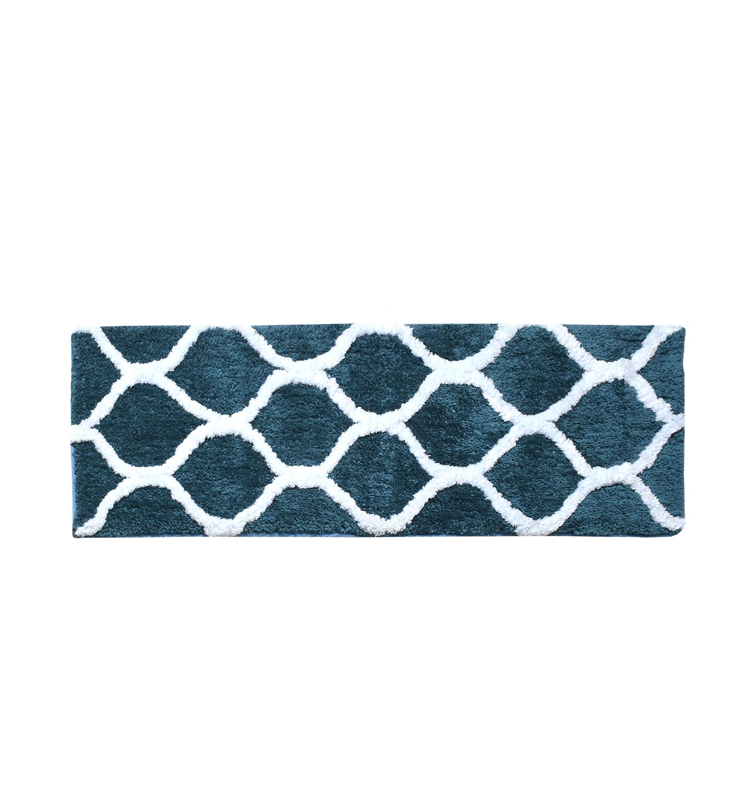 Soft Microfiber Abstract Swish Designer Anti Slip Runner, Teal