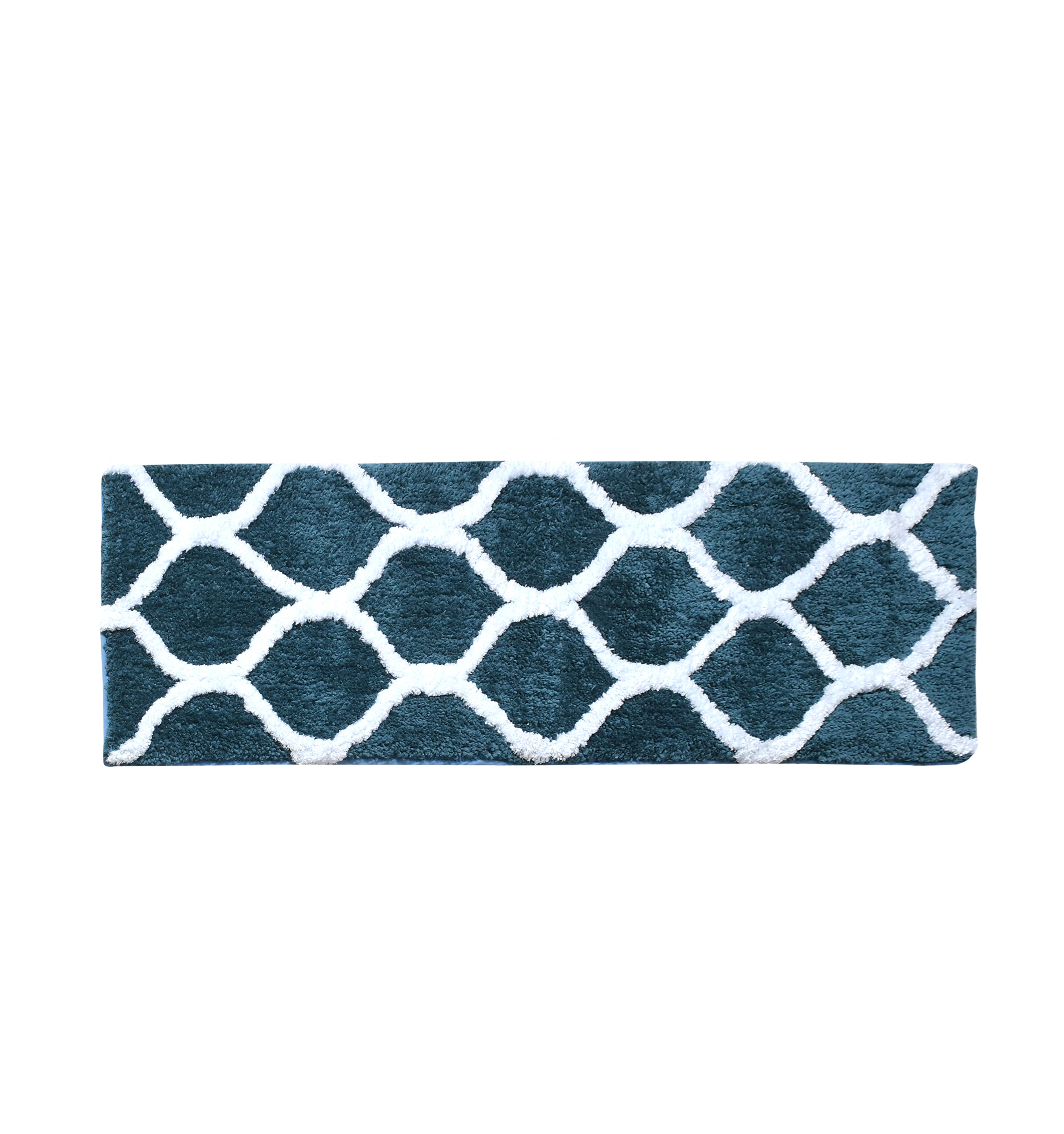 Soft Microfiber Abstract Swish Designer Anti Slip Runner, Teal