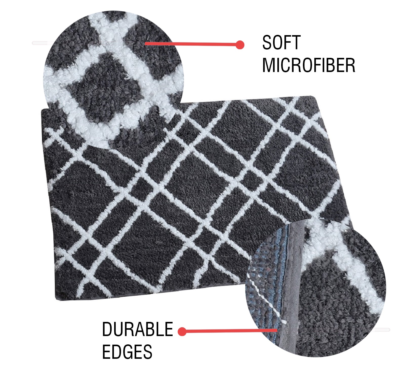 Glorious Super Soft Microfibe Anti Slip Bathmat, Grey