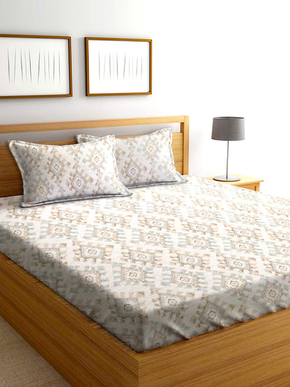 Glace Cotton Abstract Flat Single Bedsheet with 1 Pillow Cover