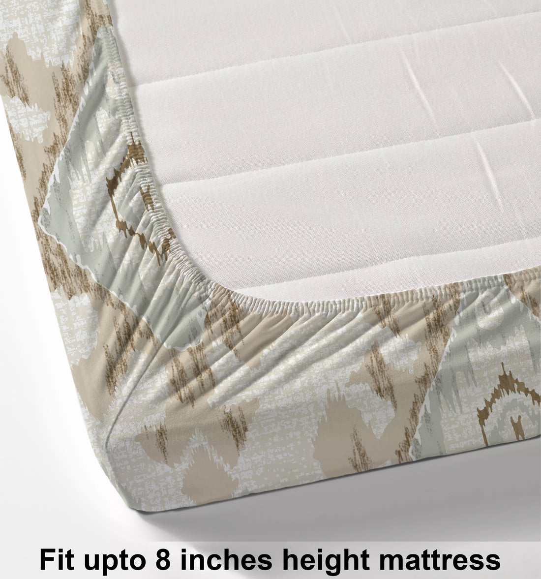 Glace Cotton Abstract Flat Fitted Bedsheet with 2 Pillow Covers