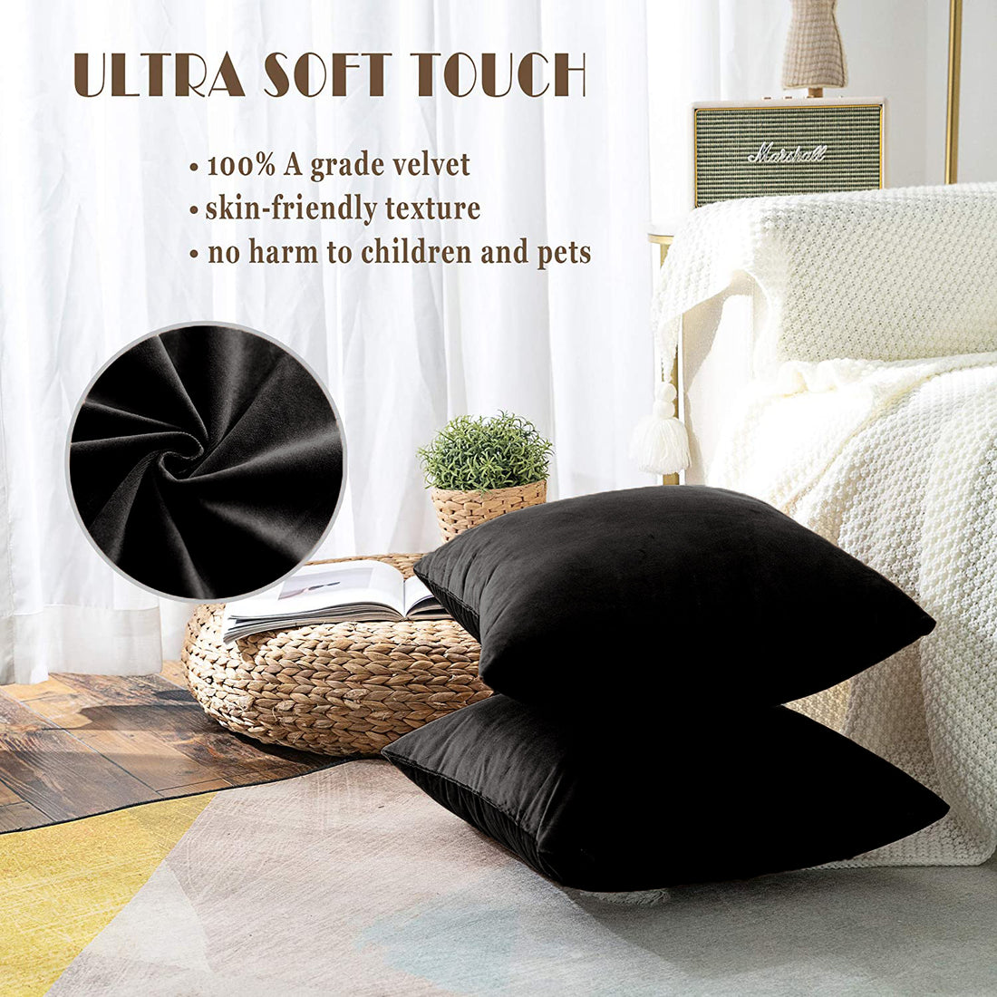 Premium Velvet Reversible Decorative Throw Pillow/Cushion Covers