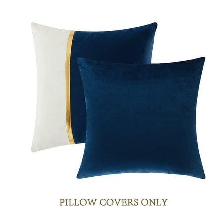 Premium Velvet Set of 2 Decorative Throw Pillow/Cushion Covers with Gold Stripe