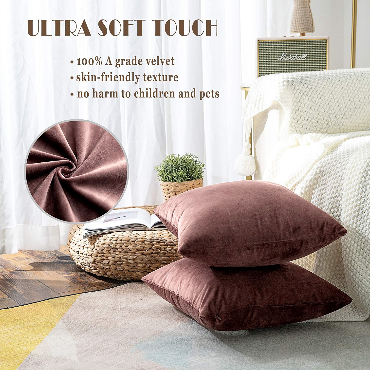 Premium Velvet Reversible Decorative Throw Pillow/Cushion Covers