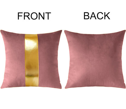 Premium Velvet Set of 2 Decorative Throw Pillow/Cushion Covers with Gold Stripe