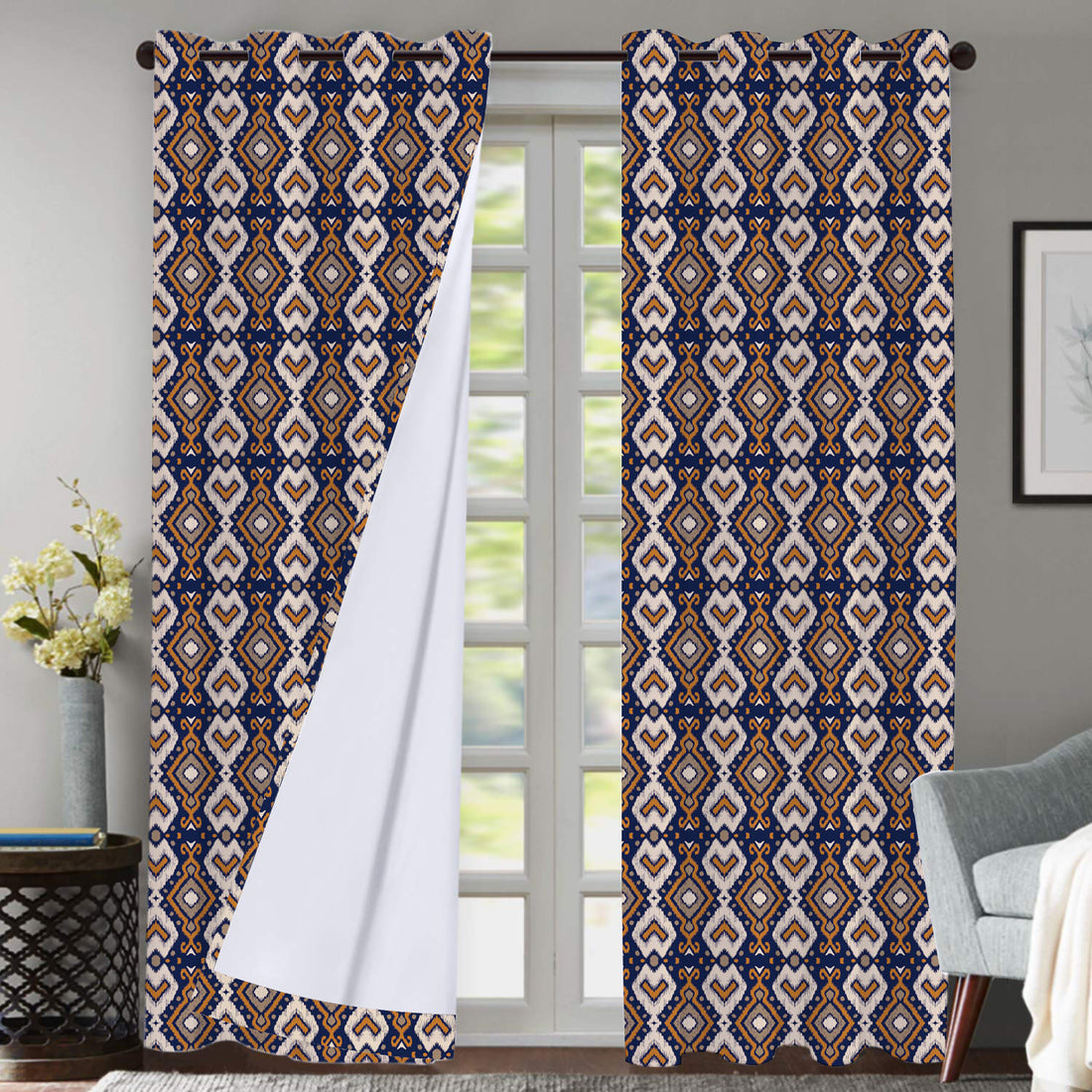 Polyester Digital Printed Grommet Room Darkening Curtains