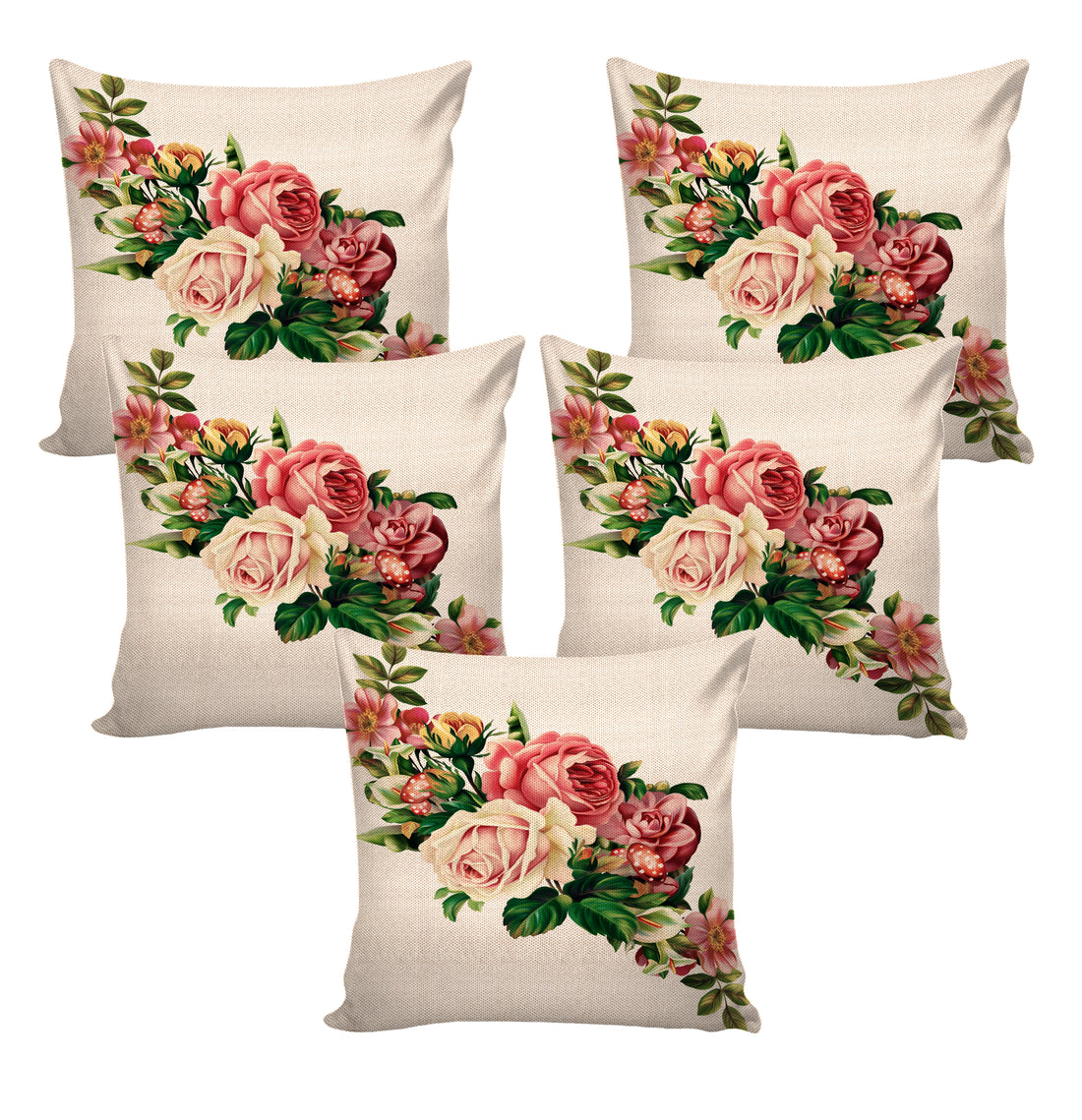 Set of 5 Jute Throw Pillow/Cushion Covers