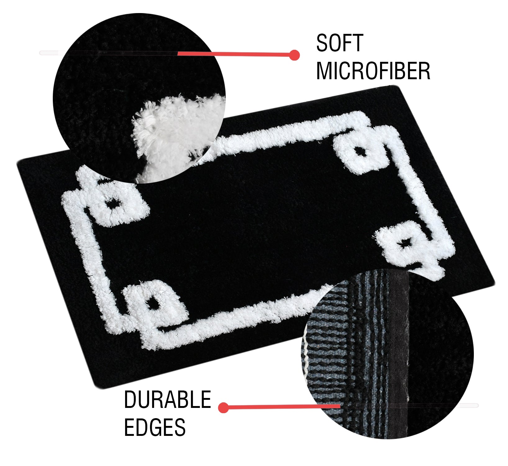 Glorious Super Soft Microfiber Anti Slip Bathmat, Black